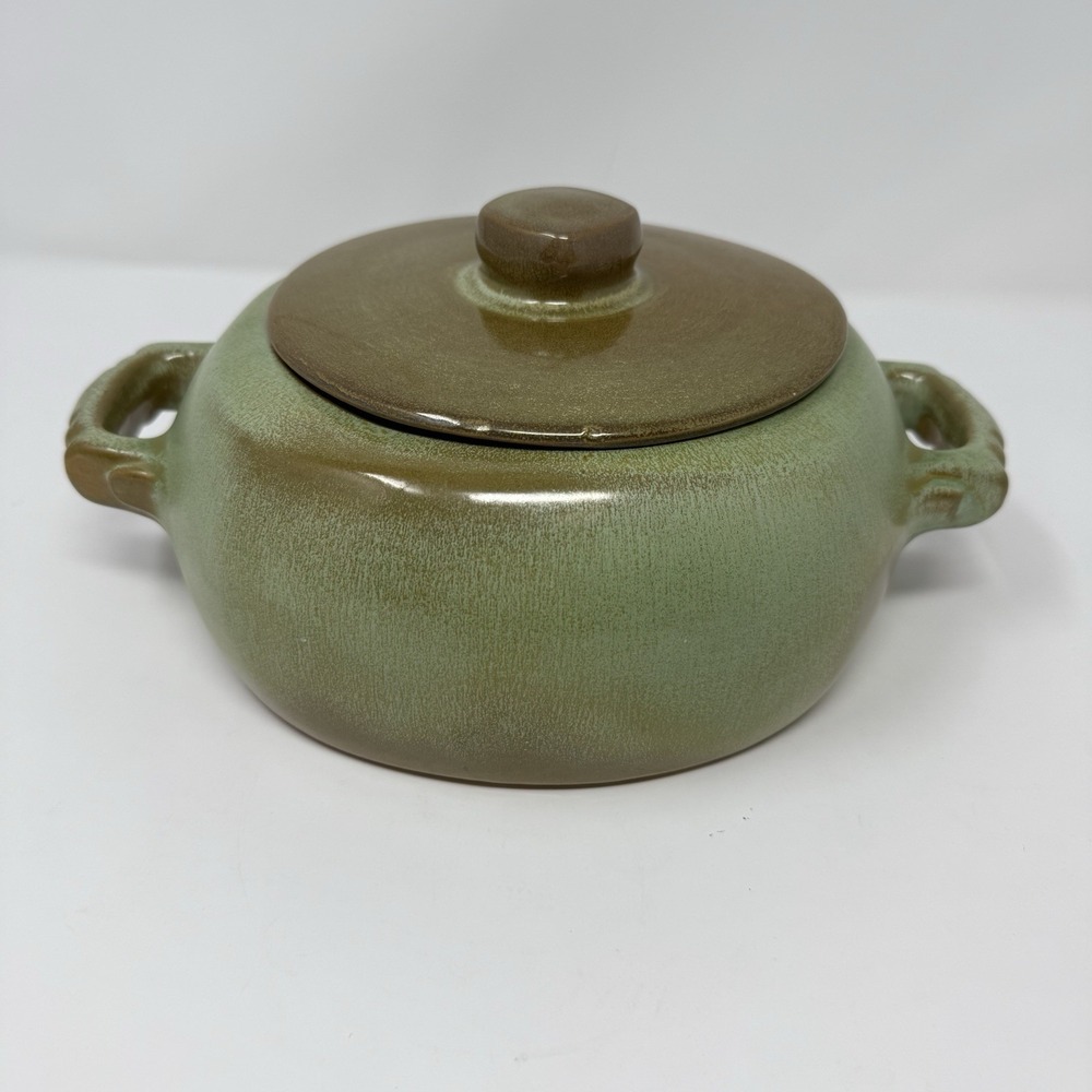Frankoma Pottery Bean Pot w/ lid #5V Plainsman Prairie Green Vintage Casserole